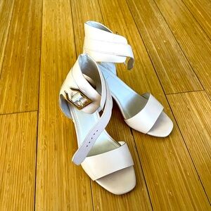 Beautiful Cole Haan sandals in neutral color, 2 1/2” heel.